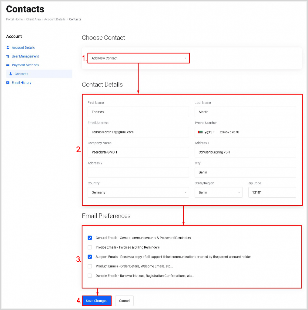 Adding a New Contact