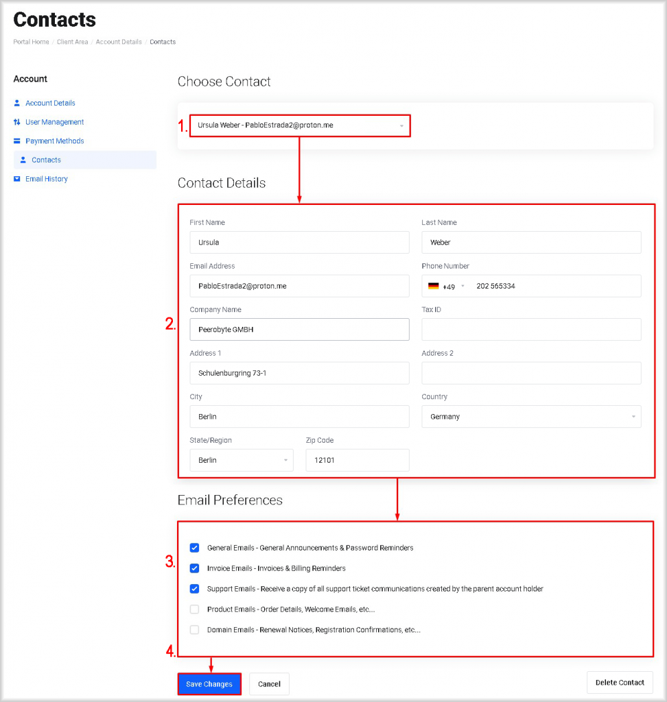 Changing Contact Information