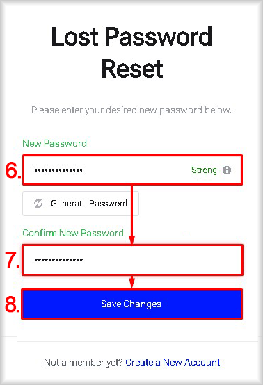 The "Lost Password Reset" window on Peerobyte website