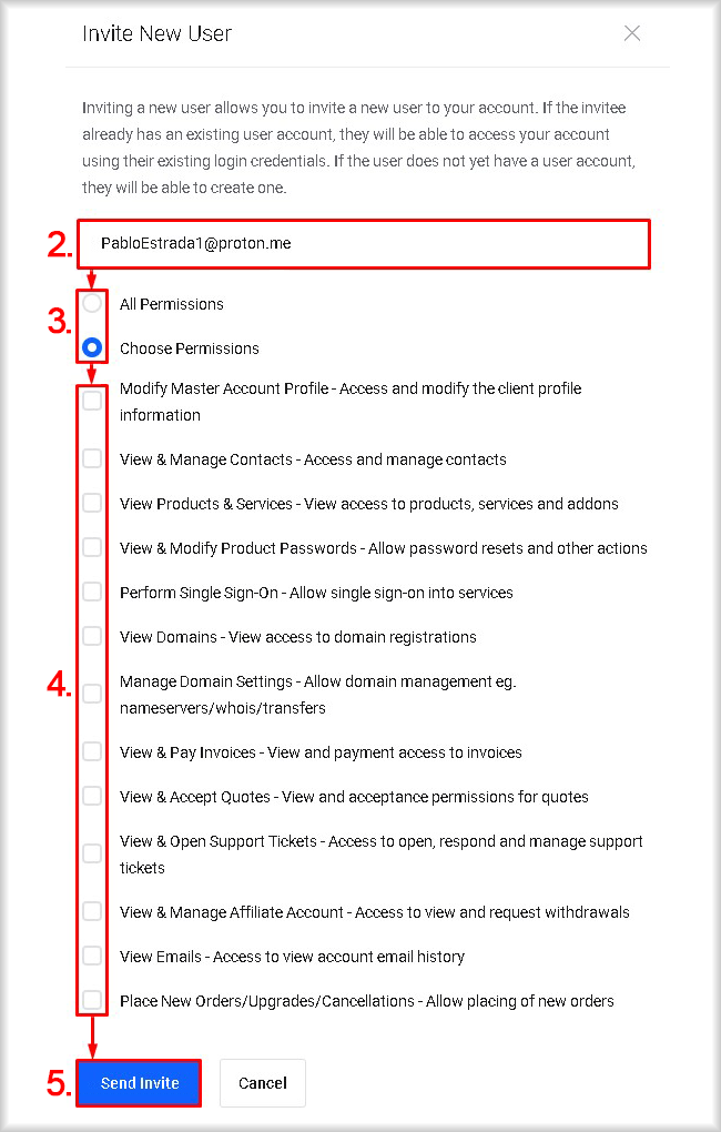 "Inviting a New User" window in Peerobyte