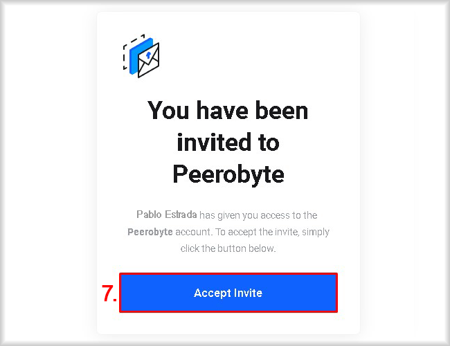 Invitation a new user in Peerobye