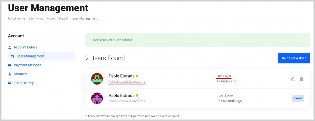 User Management page in Peerobyte