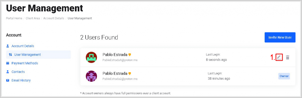 User Management page in Peerobyte: How to Edit Permissions