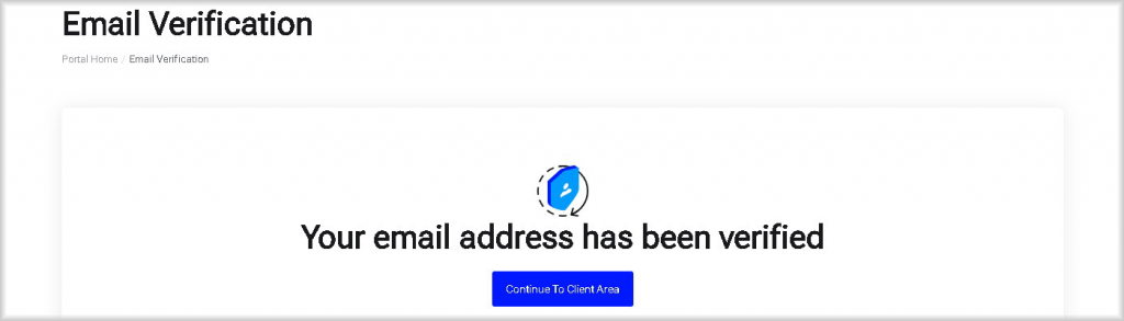 Message on successful verification completion