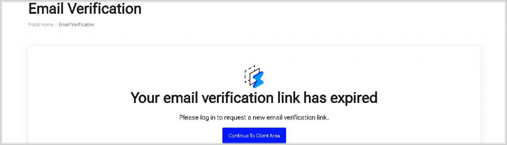 Message about expired verification link
