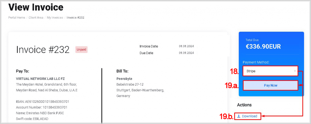 View Invoice window