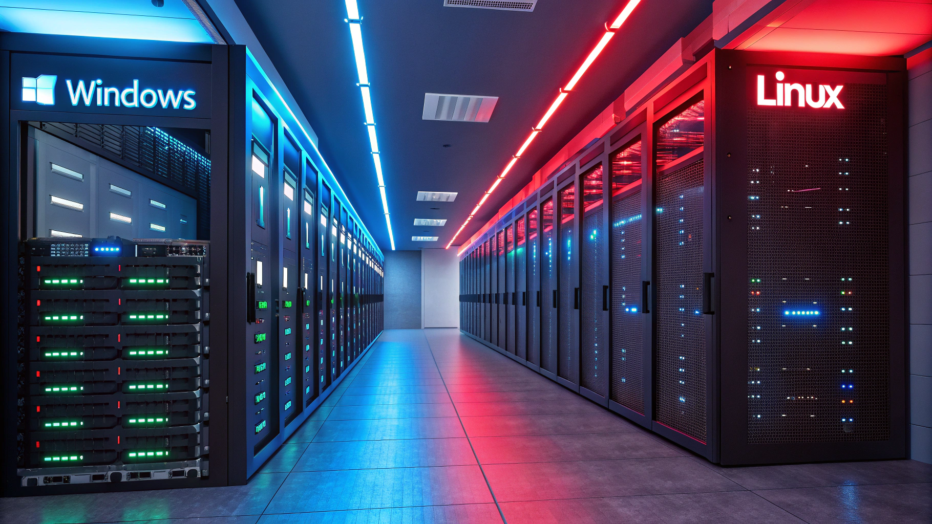 Data Center With Windows and Linux Servers
