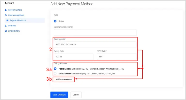 Add New Payment Method Window