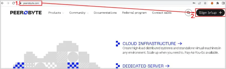 Sign in\up at Peerobyte.com website