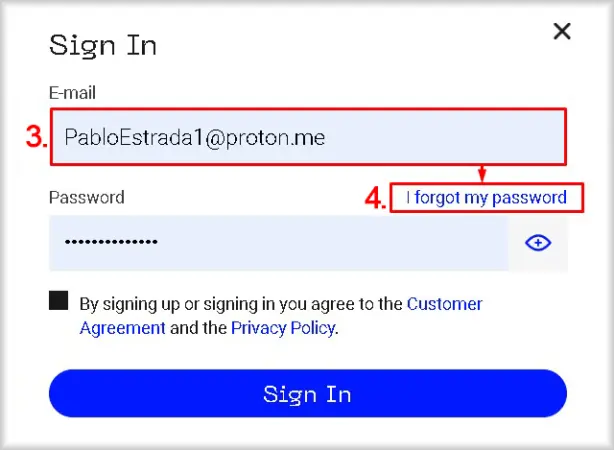 The "Sign In" window on Peerobyte website