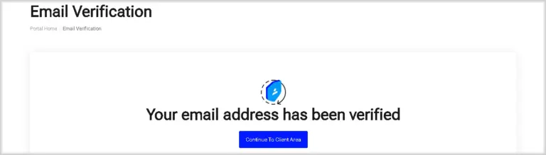 Message on successful verification completion