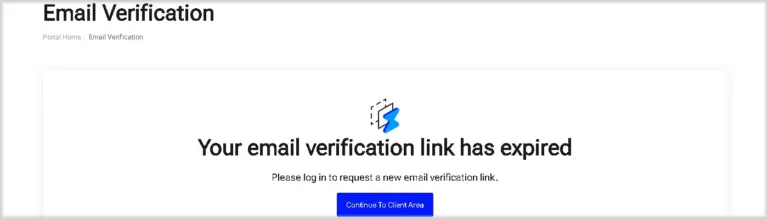 Message about expired verification link